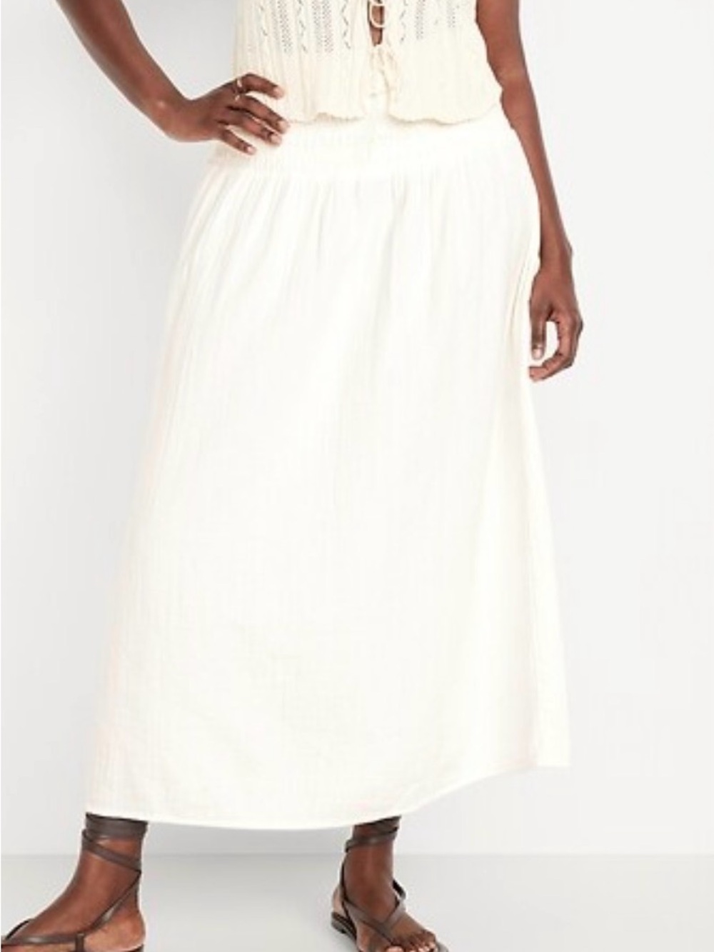 NWT Old Navy off White Maxi Skirt - Breezy Elastic Waist Size XXL Tall